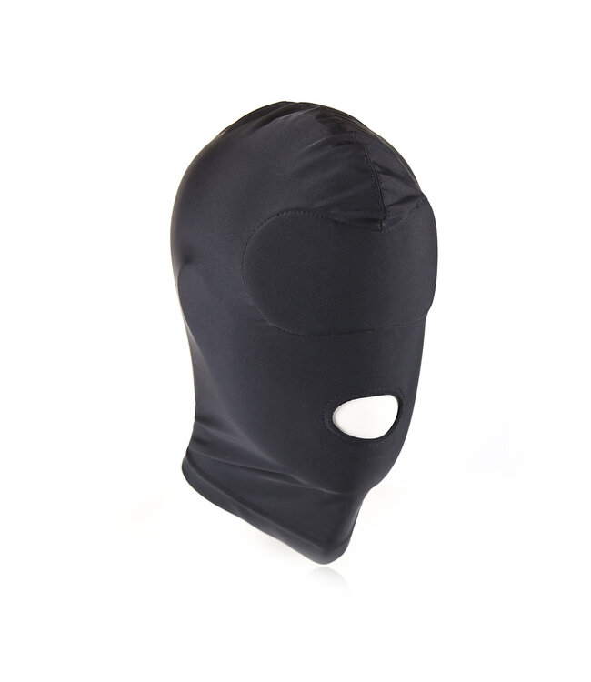 Kiotos Leather BDSM Spandex Blindmasker Met Open Mond Voor Orale Toegang Zwart