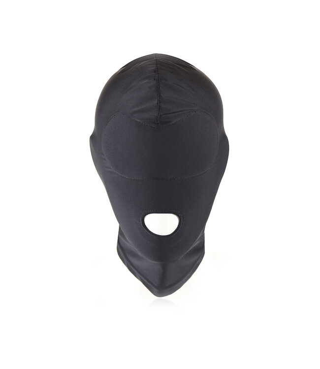 Kiotos Leather BDSM Spandex Blindmasker Met Open Mond Voor Orale Toegang Zwart