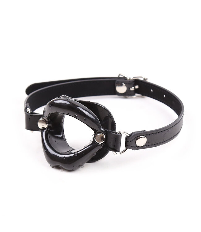 Kiotos Leather Weicher PU-Mundöffner Schwarz – Intimer Spaß für gespreizte Lippen