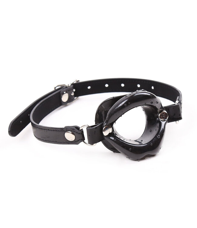 Kiotos Leather Soft PU Black Mouth Gag - Comfortable Lip Spreader for Intimate Play