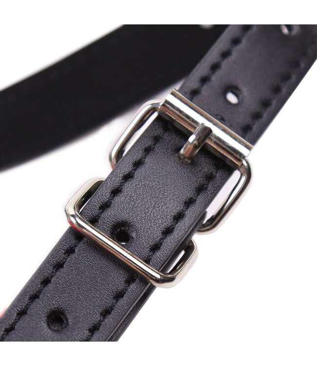 Kiotos Leather Zachte Rode Mouth Gag Van PU-Leer Met Verstelbare Band Voor Gespreide Lippen