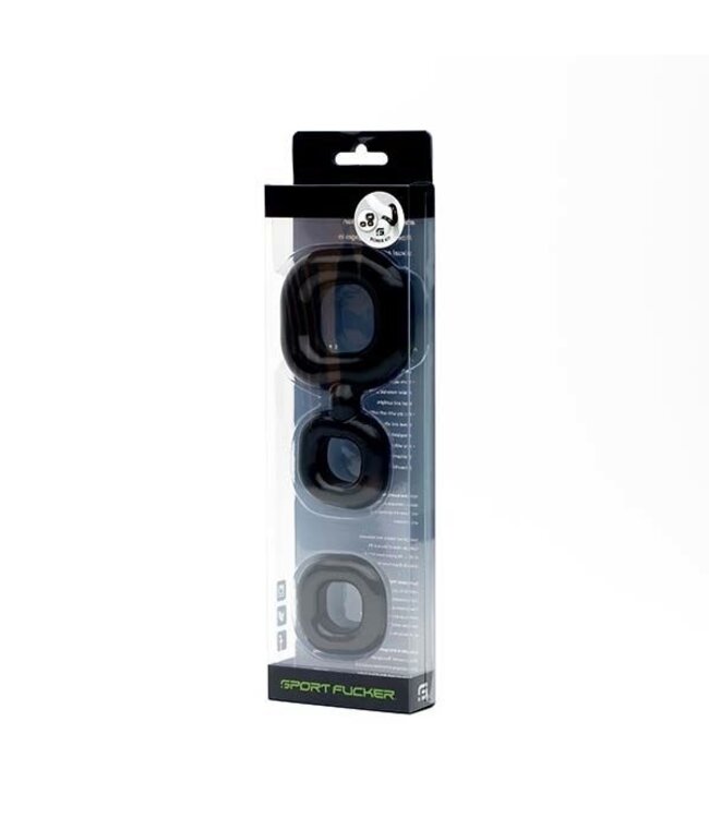 Sport Fucker Sport Fucker Boner Kit: Stretchy Cock Ring & Ball Stretcher Black