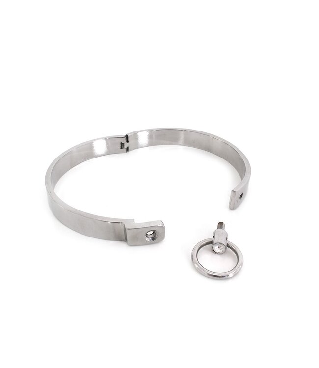 Kiotos Steel Kiotos Steel RVS Halsband L Met Edelsteen O-Ring Voor Kinky Accessoires