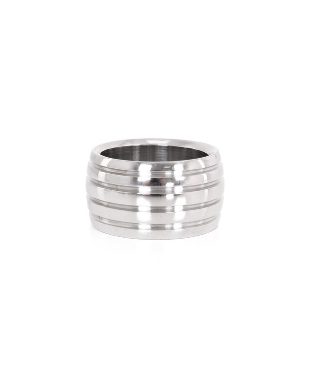 Kiotos Steel Kiotos Stainless Steel Cockring Met Ribbels Voor Extra Grip, 35-50 mm