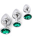 Kiotos Aluminium Buttplug Met Groen Juweel 9,5 cm – Zilverkleurig & Duurzaam