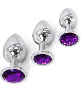 Kiotos Eleganter Aluminium-Analplug mit Violettem Schmuckstein – 3 Größen