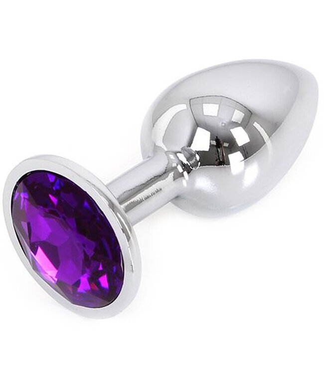 Kiotos Elegant Aluminium Butt Plug with Purple Jewel - 7 to 9.5 cm