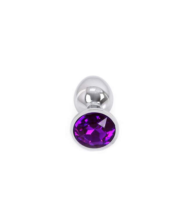 Kiotos Elegant Aluminium Butt Plug with Purple Jewel - 7 to 9.5 cm