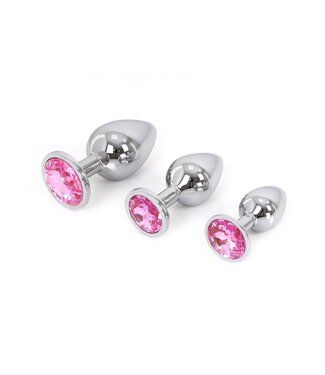 Kiotos Aluminium Buttplug Met Roze Edelsteen - Hoogglans Polijsting, 3 Maten