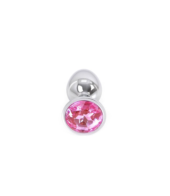 Kiotos Luxuriöser Aluminium Analplug mit Rosa Juwel – 9,5 cm Hochglanzpoliert