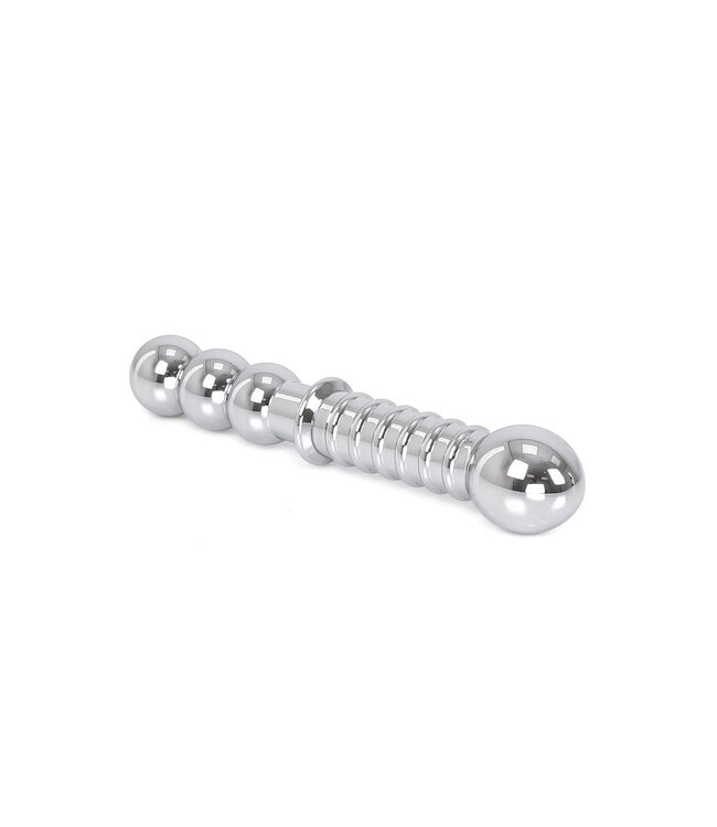 Kiotos Steel Eleganter gerippter Stahldildo 19 cm mit Kugelenden – vielseitig einsetzbar