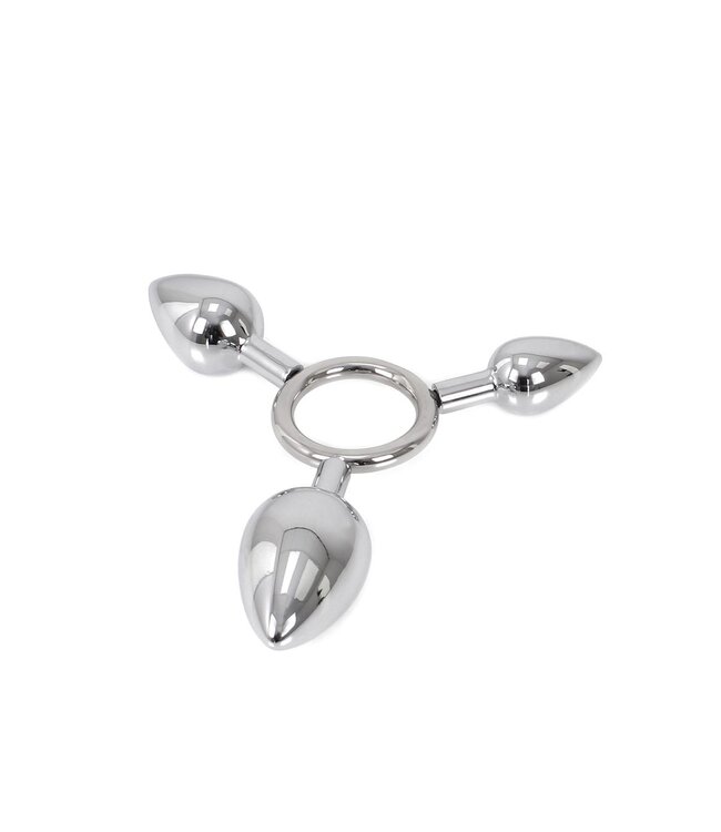 Kiotos Steel Kiotos Steel 3-in-1 Aluminium Anaalplug Ring Met Variabele Diameters