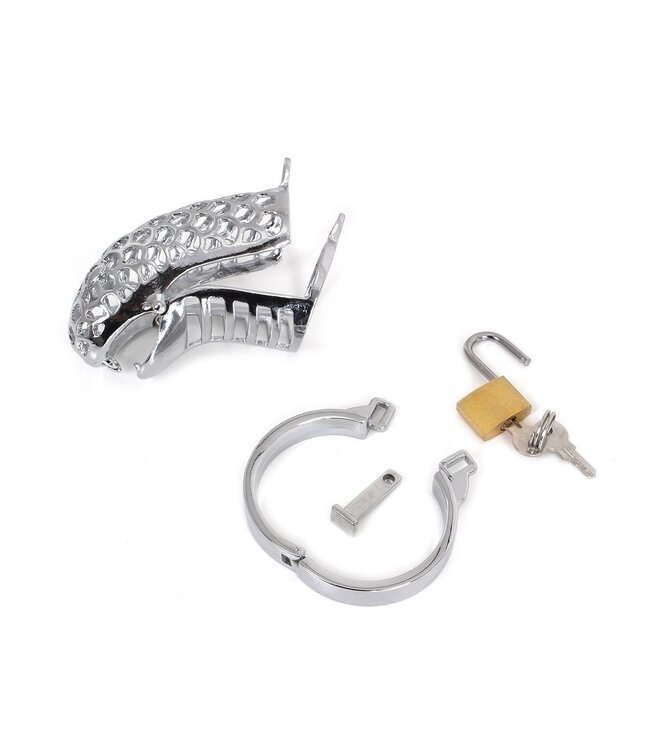 Kiotos Steel Snake Chastity Cage: Metal Cock Ring for Ultimate Domination Control