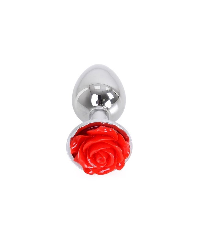 Kiotos Steel Kiotos Steel Aluminium Buttplug Met Rode Roos 7 cm Hoogglans