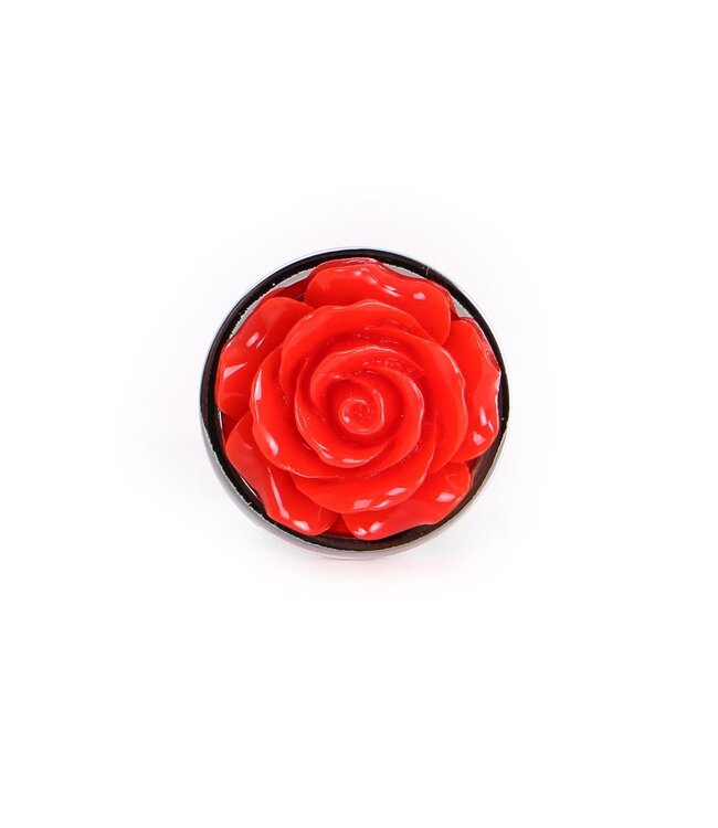 Kiotos Steel Kiotos Steel Aluminium Buttplug Met Rode Roos 7 cm Hoogglans