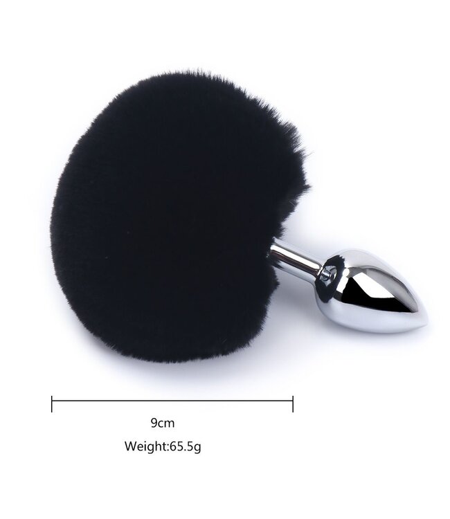 Zachte Buttplug Met 14 cm Metalen Body En Konijnenstaart Accessoire