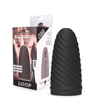 All Black Masturbator Loop Geribbeld Zigzag Binnenkant Zacht Ftalatenvrij 17 cm