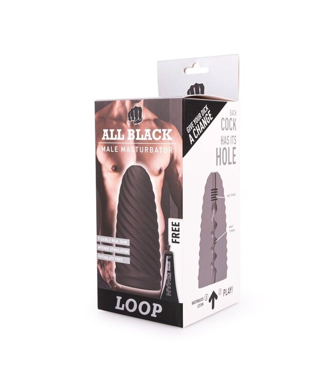 All Black All Black Ribbed Loop Masturbator - Soft, Safe, and Reusable Fun