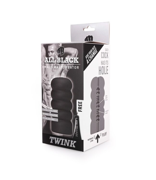 All Black All Black Twink Masturbator – 17 cm, Spiral Design for Extra Stimulation