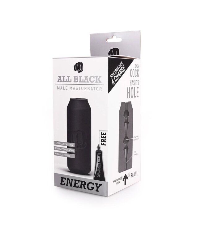 All Black Energy Masturbator Blikje Met Realistisch Interieur En Glijmiddel