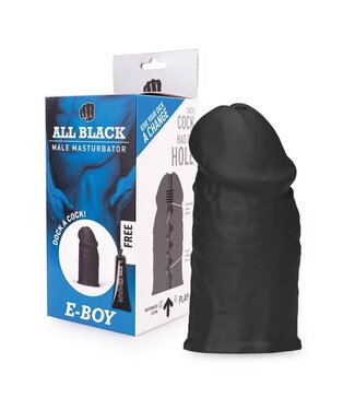 All Black All Black E-Boy Masturbator Met Zigzagpatroon En Ribbels 17cm