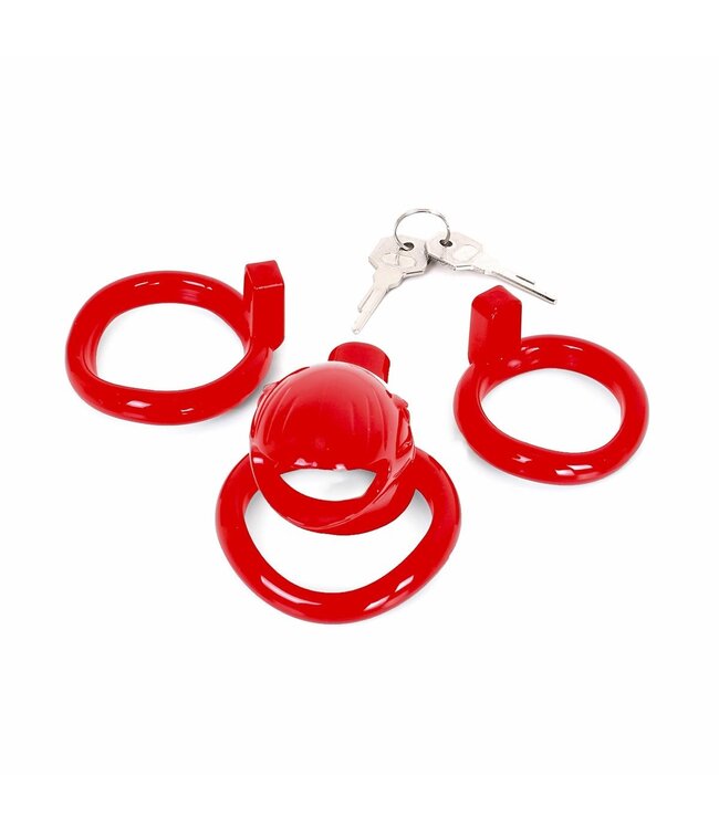Plastic Chastity Cage Met Drie Ringen En Metalen Slot - 7,5 Cm