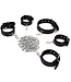 Bondage Ketting Set Zwart-Rood Met Hand- En Enkelboeien En Halsband