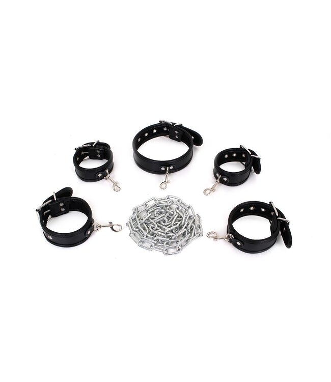 Luxuriöses Bondage-Set mit schwarzer Sklavenkette und Fesseln