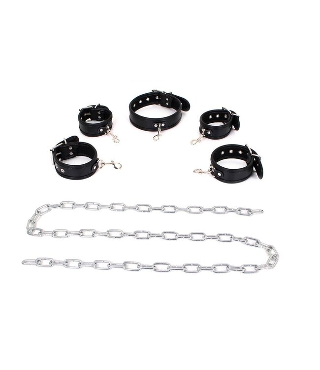 Luxuriöses Bondage-Set mit schwarzer Sklavenkette und Fesseln