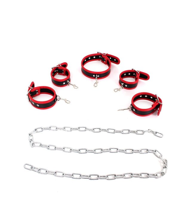 Luxuriöses Bondage-Set mit schwarzer Sklavenkette und Fesseln
