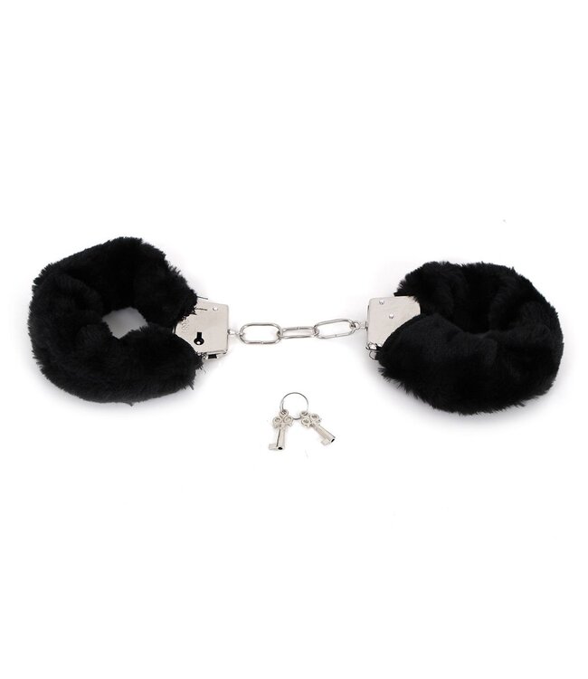 Fur-Trimmed Adjustable Metal Handcuffs Set for Women - Beginner's Fun