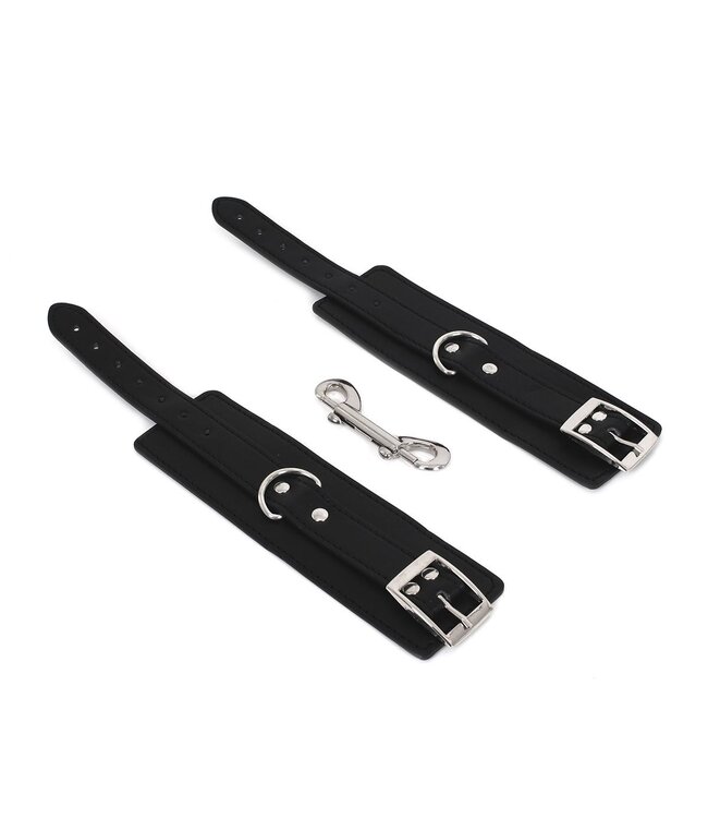 Stylish PU Leather Handcuffs with Double Hook for Him & Her