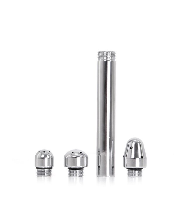 Zilveren Anaal Douche Set Met 3 Verwisselbare Koppen Van Aluminium