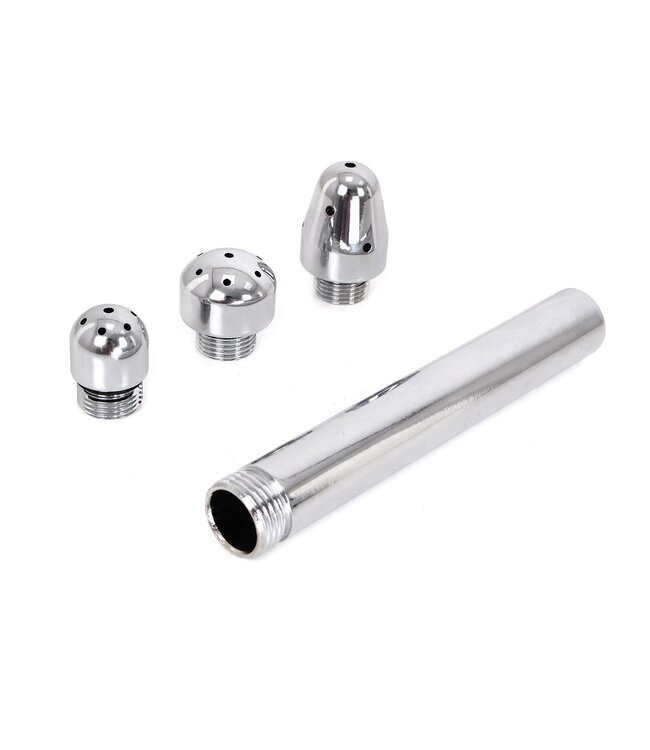 Zilveren Anaal Douche Set Met 3 Verwisselbare Koppen Van Aluminium
