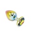 Aluminium Buttplug Met Regenboogkleurige Edelsteen 7-9,5 cm Lichtgewicht