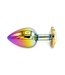 Aluminium Buttplug Met Regenboogkleurige Edelsteen 7-9,5 cm Lichtgewicht