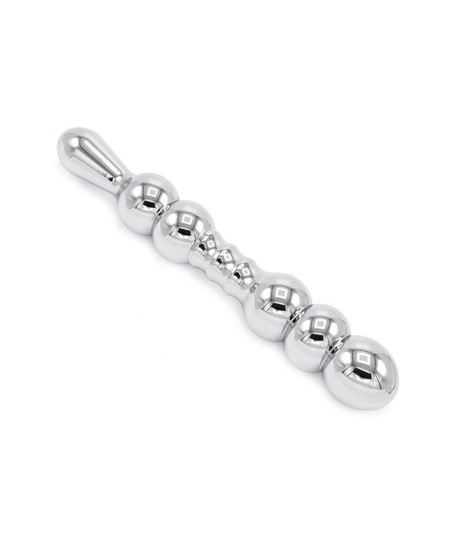 Kiotos Steel Aluminium Dildo Met 5 Ballen En 3 Ribbels 20,5 cm – Anaal & Vaginaal