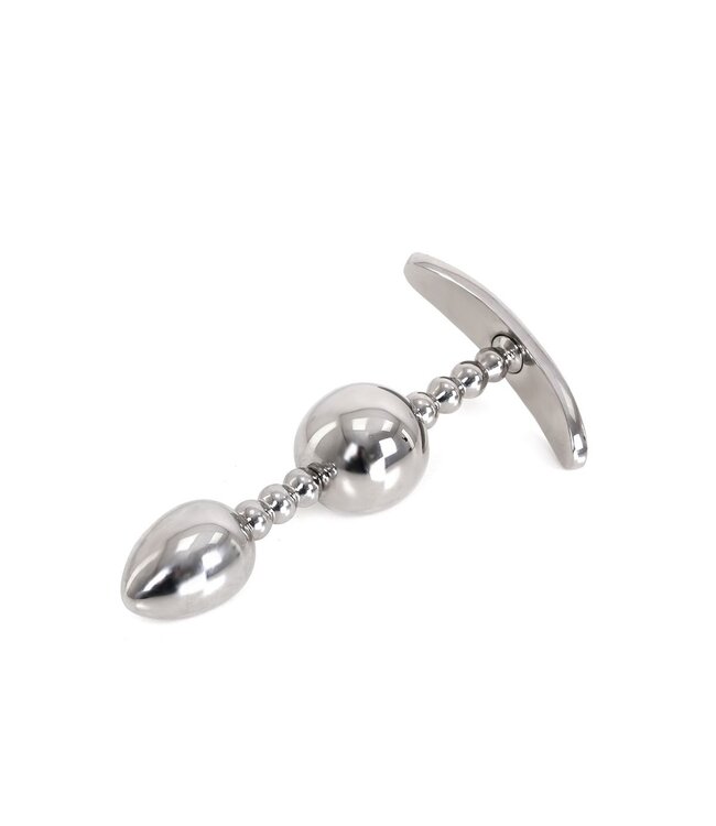 Kiotos Steel Kiotos Steel Verstelbare Anaalplug Met Dubbele Verwijderbare Ballen 13,5 cm