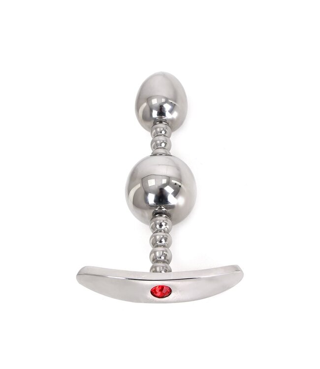 Kiotos Steel Kiotos Steel Verstelbare Anaalplug Met Dubbele Verwijderbare Ballen 13,5 cm