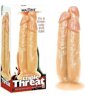 Icon Triple Threat Dildo 32,5 cm Met Drie Realistische Geaderde Schachten