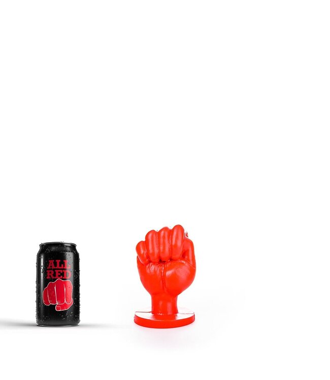 All Black Premium Gummifist mit Saugnapf – Komfort für Solo-Spiel – Schwarz/Rot/Blau