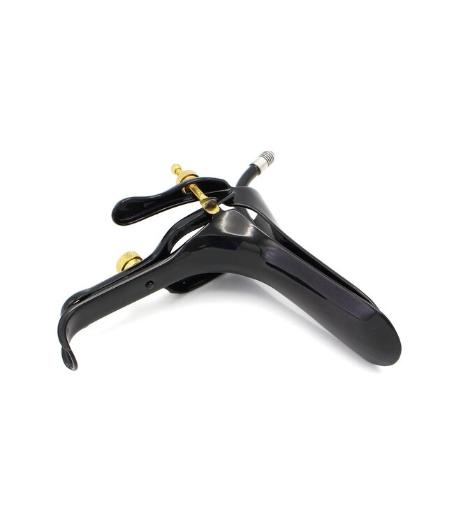 Kiotos Bizarre Adjustable Black & Gold Surgical Steel Vaginal Speculum - Large Size