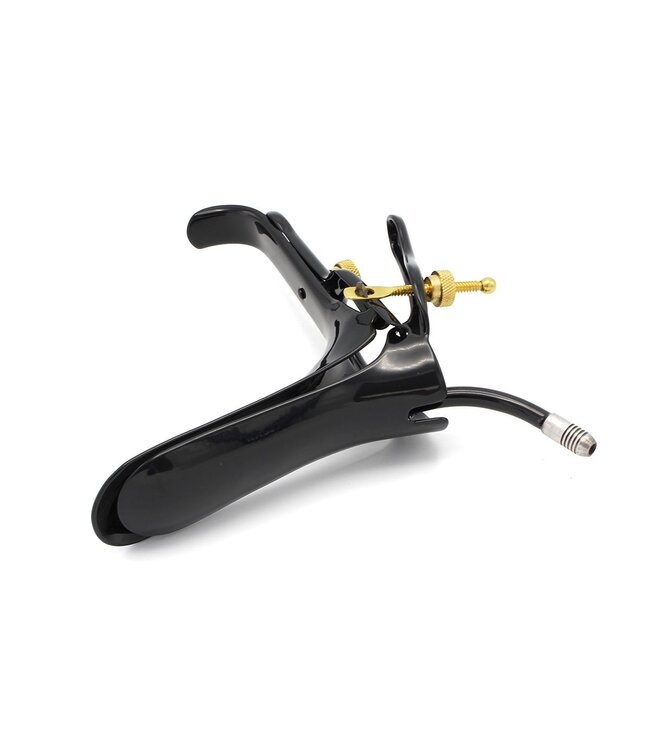 Kiotos Bizarre Adjustable Black & Gold Surgical Steel Vaginal Speculum - Large Size