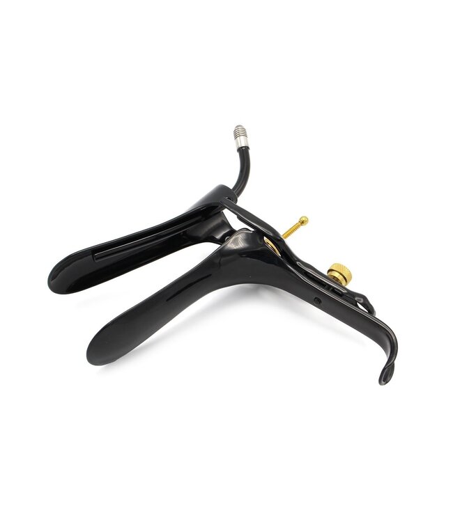 Kiotos Bizarre Adjustable Black & Gold Surgical Steel Vaginal Speculum - Large Size