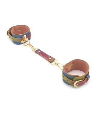 Rainbow Vegan PU Leather Ankle Cuffs - Adjustable 19-26 cm