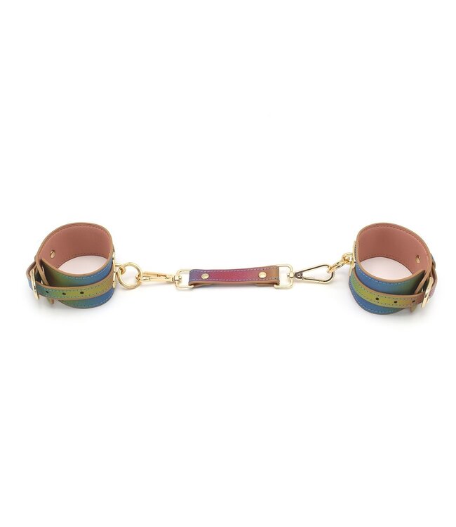 Rainbow Vegan PU Leather Ankle Cuffs - Adjustable 19-26 cm