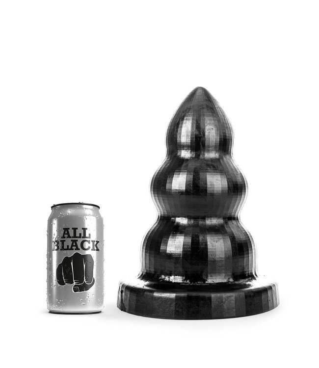 All Black Triple Pleasure Butt Plug Set - 3 Size Options, Black Bumps, Sturdy Base