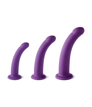 Virgite Curved Silicone Dildo Set S/M/L - Purple G-Spot & P-Spot Pleasure