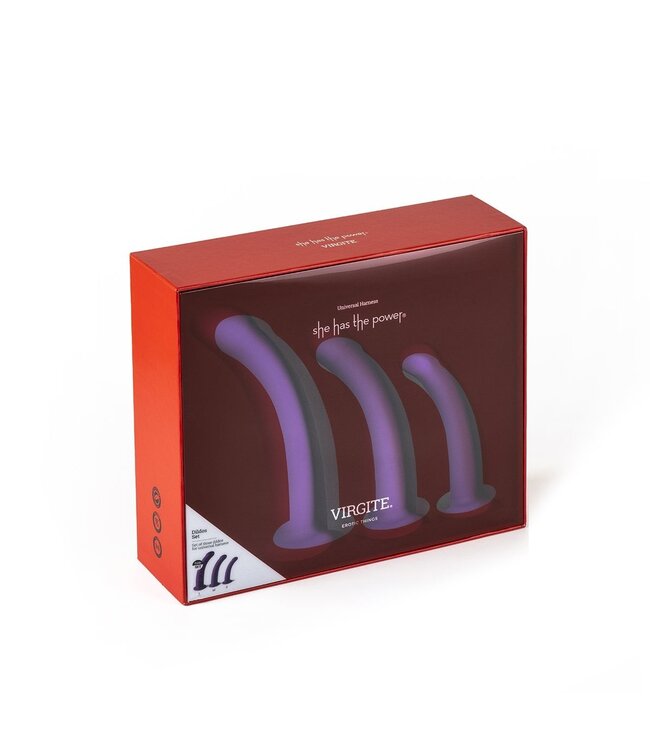 Virgite Curved Silicone Dildo Set S/M/L - Purple G-Spot & P-Spot Pleasure