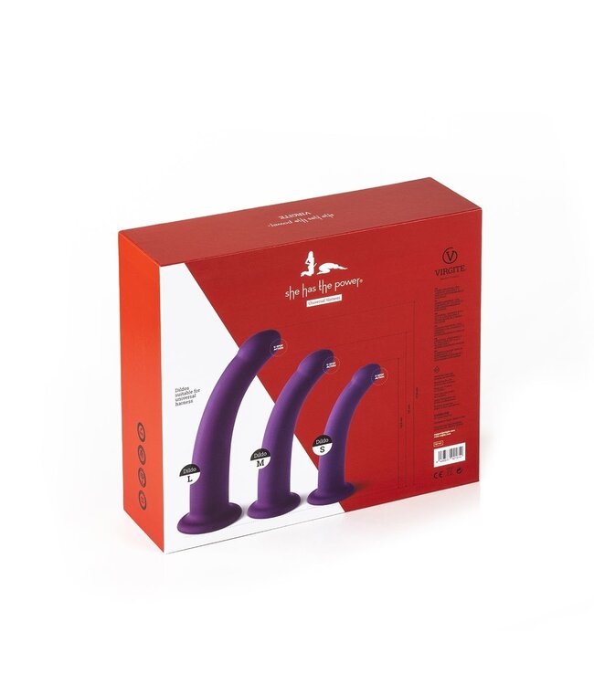 Virgite Curved Silicone Dildo Set S/M/L - Purple G-Spot & P-Spot Pleasure